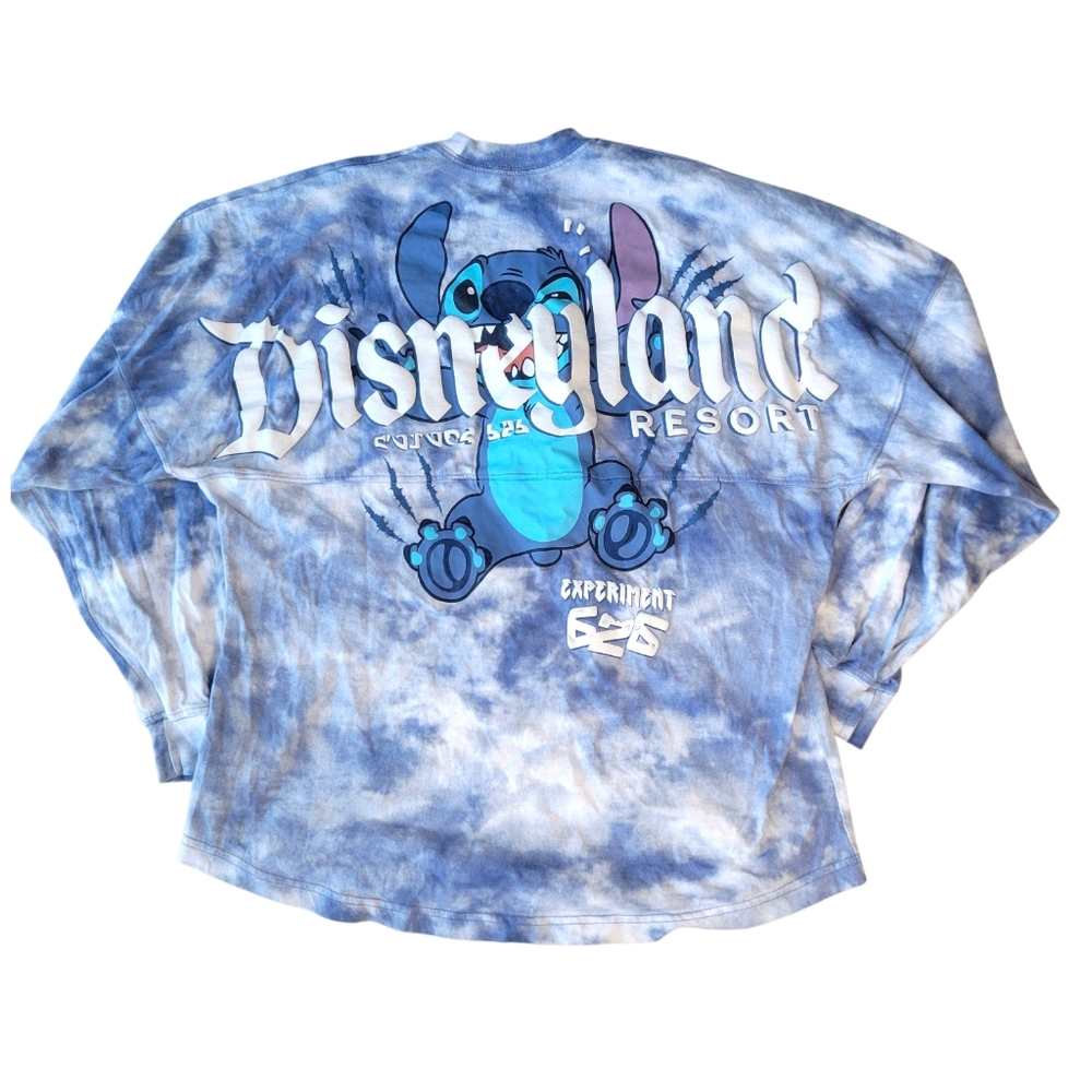 Disneyland Lilo & Stitch Blue White Tie Dye Long Sleeve Spirit Jersey Small - Picture 4 of 6